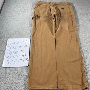 Dickies carpenter brown canvas jeans pants size 36x32 workwear distressed